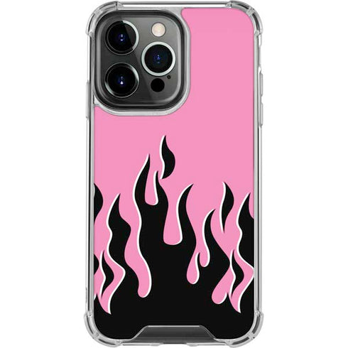 Pink Flames iPhone 15 Pro Clear Case